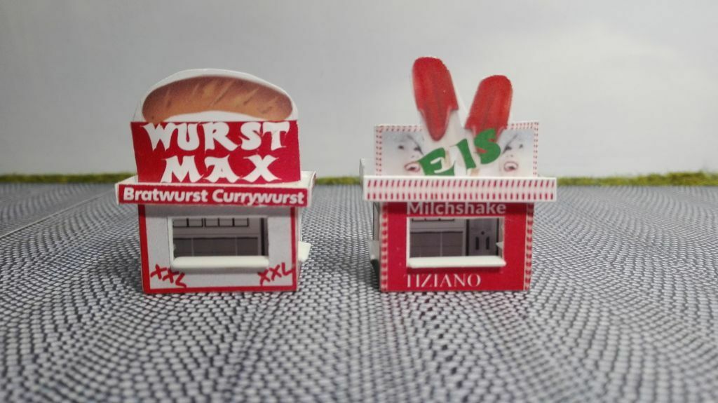 2 Kirmesbuden Eis und Currywurst | Spur H0 | Kirmes | Rummel | Volksfest 1:87