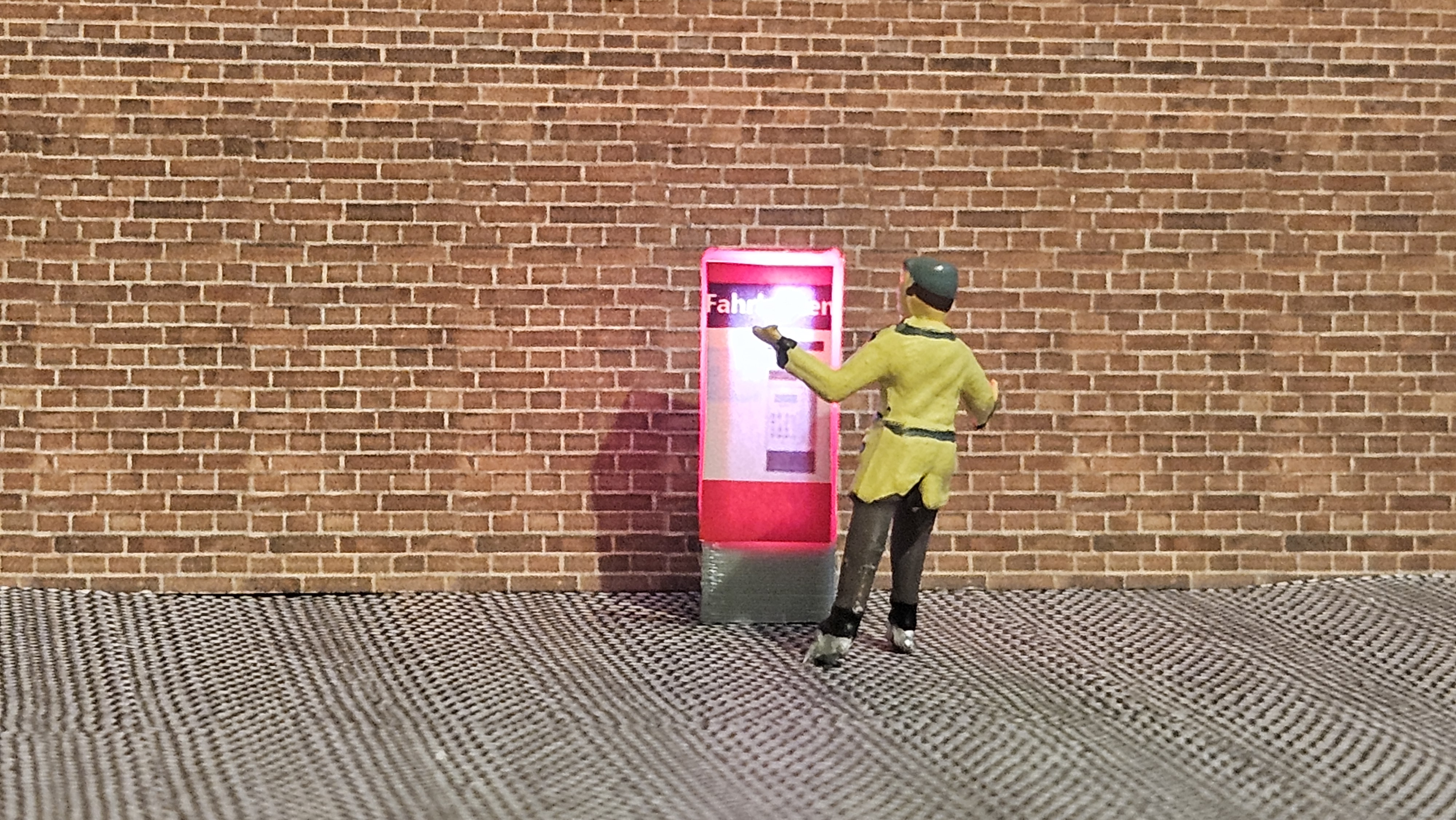 Ticketautomat Fahrkartenautomat mit LED  H0 |Bahnsteig| Bahnhof - Fertigmodell