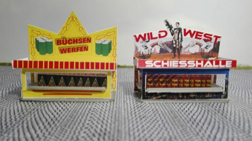 2 Kirmesbuden Büchsenwerfen Schiesshalle | Spur N | Kirmes | Rummel Fahrgeschäft
