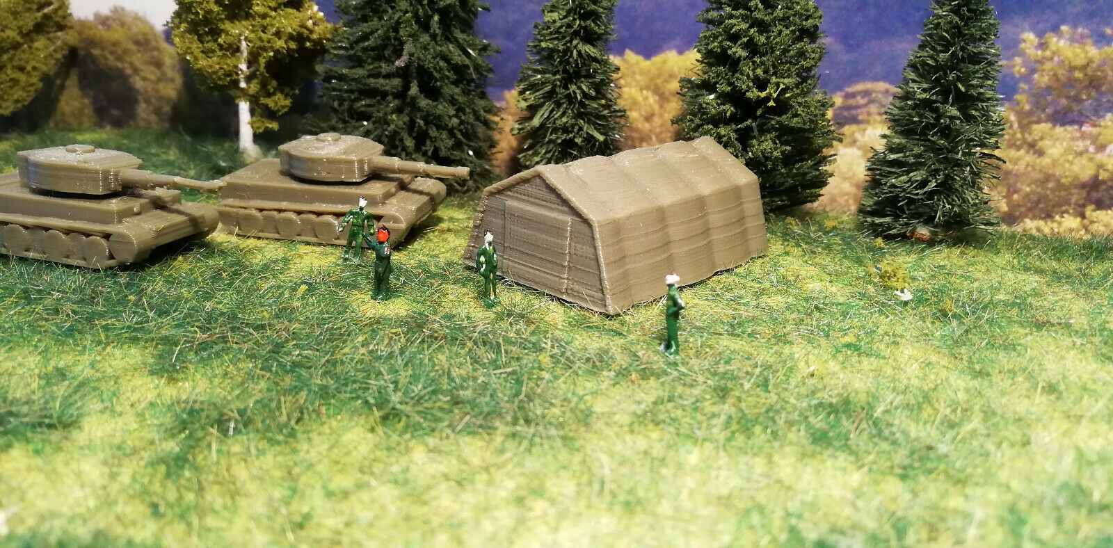 Militär Zelt Spur HO , Fertigmodell | Grün 1:87