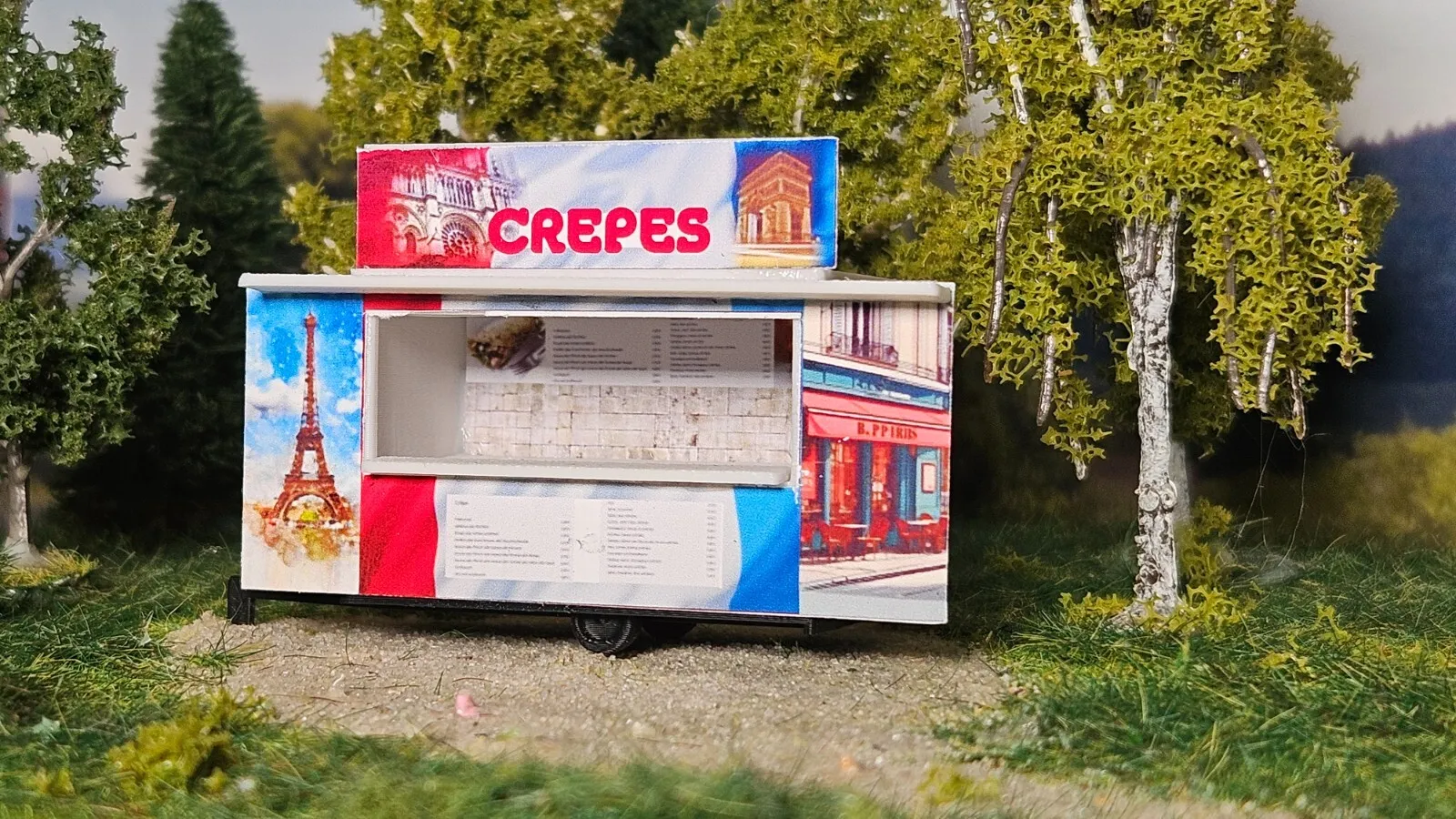 Kirmesbude "Crepes Stand" | Verkaufswagen | Spur H0 1:87 | Lasercut Bausatz