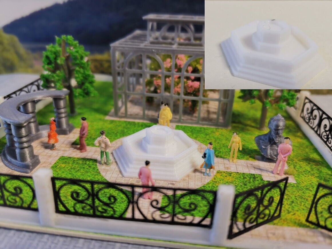 Springbrunnen Spur N | Fontäne | Fertigmodell |1:160 Weiß