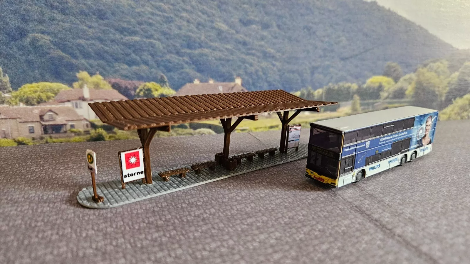 Busbahnhof doppelseitig | Spur N | Haltestelle Bausatz