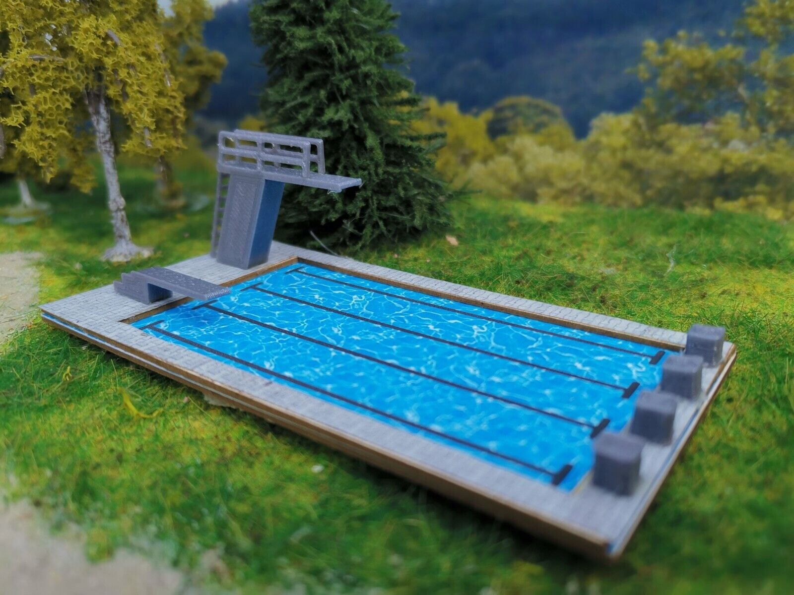 Schwimmbad Spur Z | Bausatz | Freibad mit Sprungturm |1:220